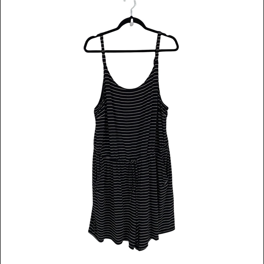 Torrid Plus Jersey Super Soft Black And White Stripe Drawstring Waisted Romper